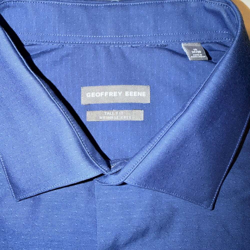 Geoffrey Beene Men's Tall Fit Sateen Stretch Dress Shirt in Blue